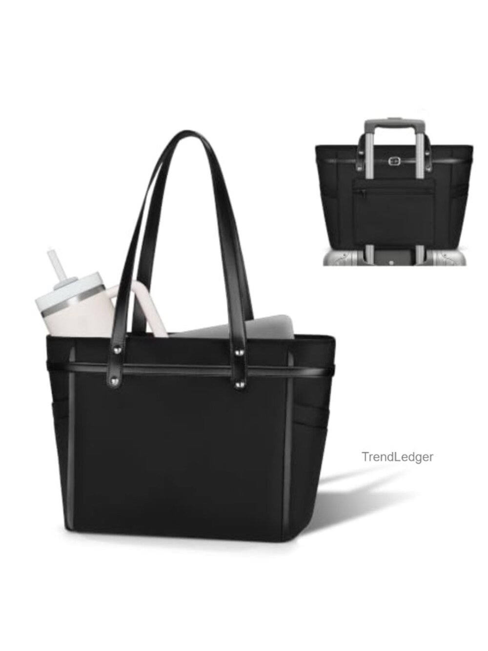 Large Nylon Tote Bag with Zipper Trolley Sleeve Work Travel
